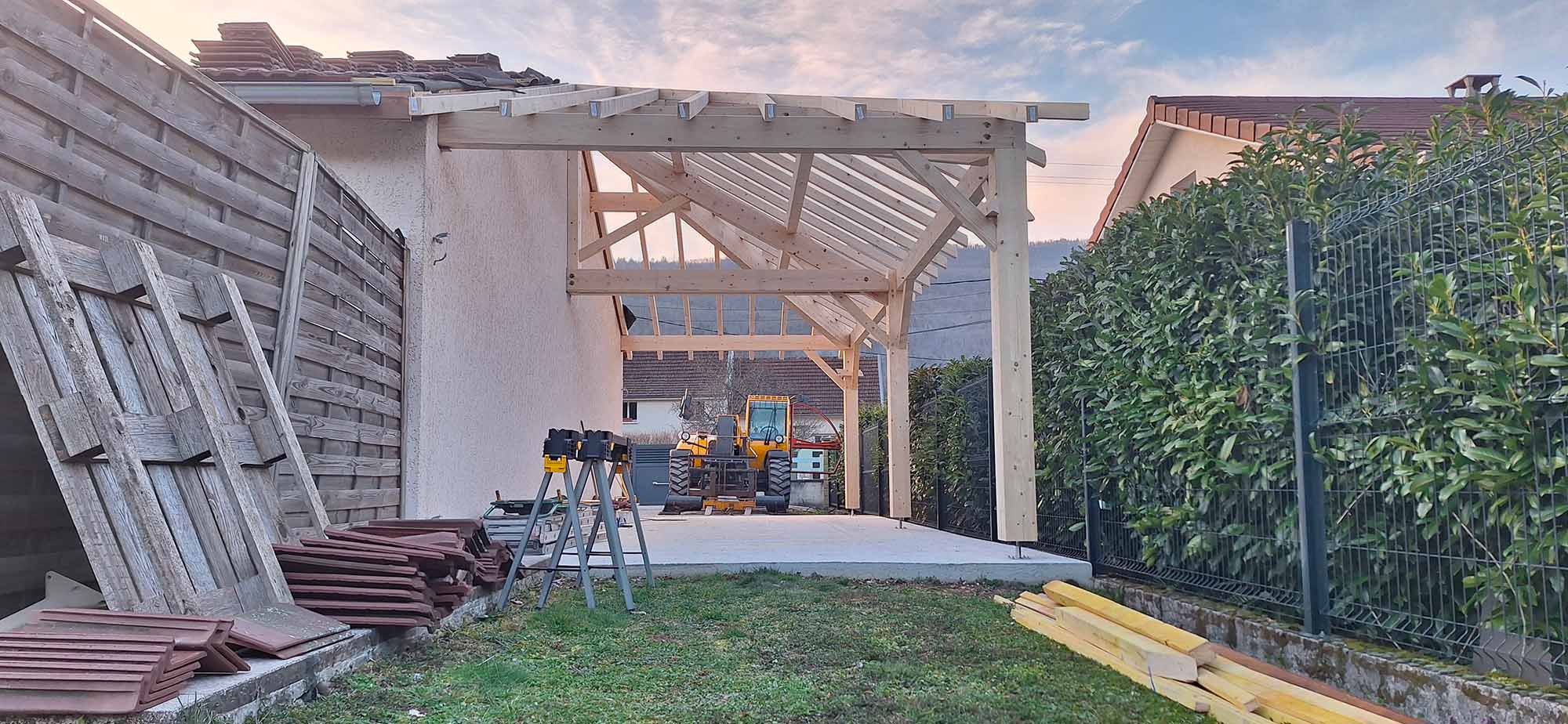 Travaux d'extension et appentis en structure en bois